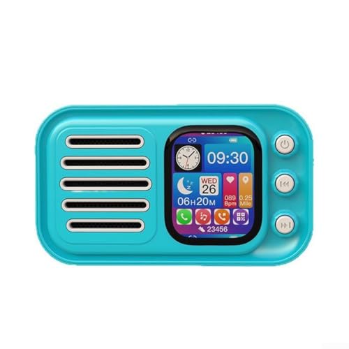 Tragbarer Mini-Lautsprecher mit Touchscreen, FM-Radio, Wecker, Digitalanzeige, kabelloser Musik-Player (rot) von YJDOORPLAY
