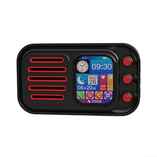 Tragbarer Mini-Lautsprecher mit Touchscreen, FM-Radio, Wecker, Digitalanzeige, kabelloser Musik-Player (schwarz) von YJDOORPLAY