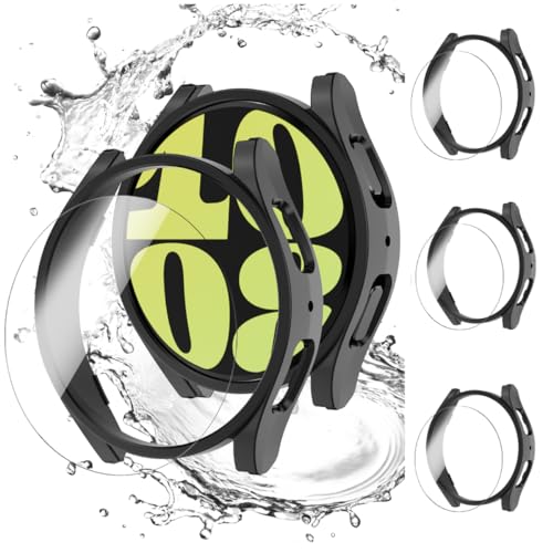 (3+3 Stück) Schutzhülle für Samsung Galaxy Watch 6 40mm,3 Hart PC Schutz Hülle und 3 HD Gehärtetes Displayschutz Folie,Smartwatch Zubehör für Galaxy Watch 6 40mm Hülle von YJLink