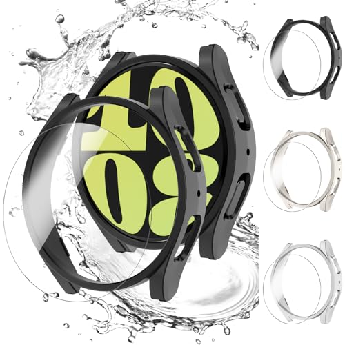 (3+3 Stück) Schutzhülle für Samsung Galaxy Watch 6 40mm,3 Hart PC Schutz Hülle und 3 HD Gehärtetes Displayschutz Folie,Smartwatch Zubehör für Galaxy Watch 6 40mm Hülle von YJLink
