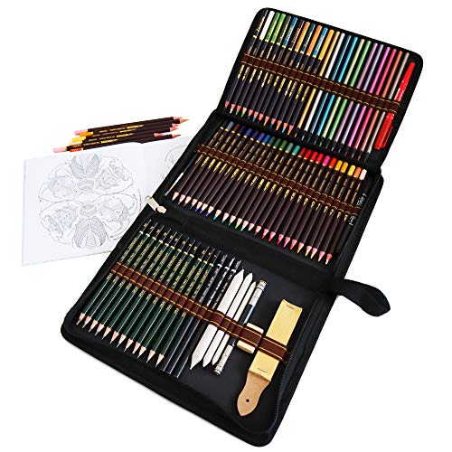 YJYHART 72 Buntstifte Set,Professionell Bleistift Zeichnen Set für Skizzieren Malset Set inklusive farbstift, Graphit und Kohle-Bleistifte und -Zubehör,Ideales schulbedarf künstlerbedarf von YJYHART