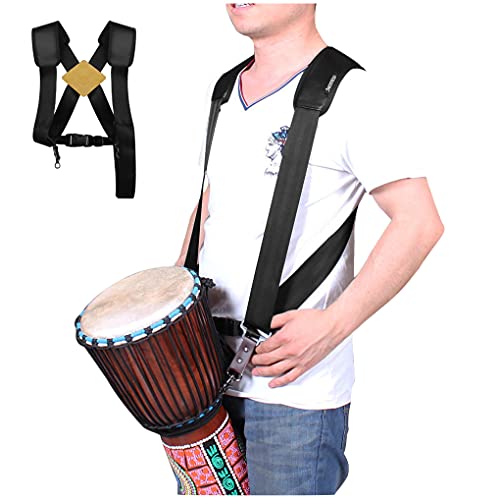 Djembe-Gurt, dick gepolstert, um Belastung zu lösen, afrikanische Hand Trommel Tragegurt Djembe Schultergurt Harness Sling Belt für Erwachsene, schwarz von YJZQ