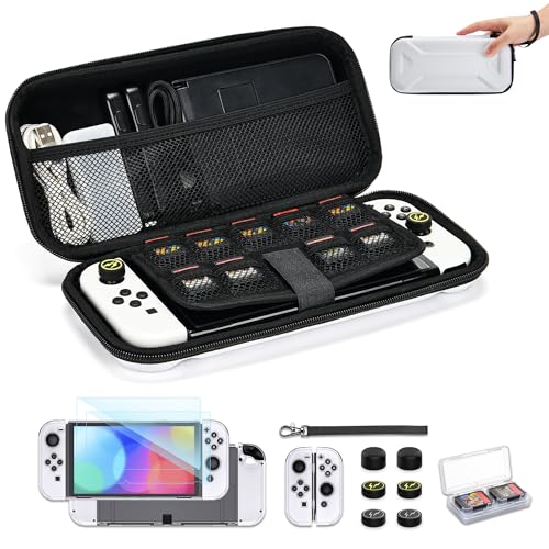 Younik Switch OLED Tasche für Switch OLED Modell 2021, 14 in 1 Switch OLED Zubehör Bundle mit Switch OLED Tragetasche, schützendes Zubehör für Switch Konsole & J-Con, Game Card Case (Y-Typ) von YK YOUNIK