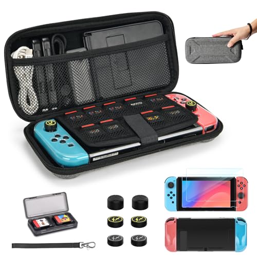 Younik Switch Tasche für Switch 2017 Modell, 14 in 1 Switch Zubehör Bundle mit Switch Tragetasche, schützendes Zubehör für Switch Konsole & J-Con, Game Card Case (Grau, Y-Typ) von YK YOUNIK