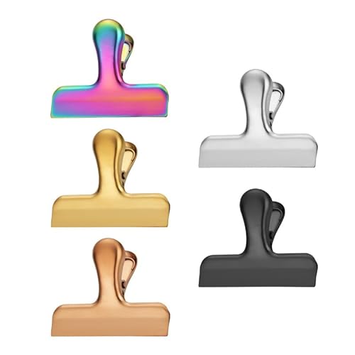 30 Stück kleine Bulldogge Clips Büroklammern,Verschlussklammern Verschlussclips für Lebensmittelbeutel & Tüten 56mm Edelstahl Datei Geld Binder Clips Klammern Mini Metall klammern -Gemischte Farbe von YKAFADE