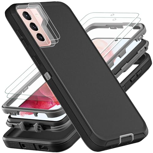 YKHJKLEC Schutzhülle für Samsung Galaxy S21, mit 2 Stück [selbstheilenden, flexiblen TPU-Displayschutzfolie und Kameralinsenschutz], Militärqualität, 3-in-1-Schutzhülle für Galaxy S21 5G 15,7 cm (6,2 von YKHJKLEC