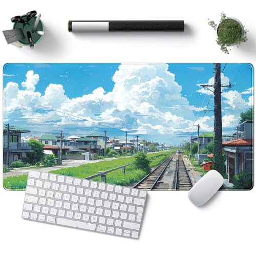 Schreibtischunterlage mit japanischem Cartoon-Motiv, Pflanzen, Grün, großes Mauspad, niedlich, für Mädchen, für Gaming, Büro, PC-Tastatur, glatte Oberfläche, 80 x 40 cm Schreibtischunterlage mit japanischem Cartoon-Motiv, Pflanzen, Grün, großes Mauspad, niedlich, für Mädchen, für Gaming, Büro, PC-Tastatur, glatte Oberfläche, 80 x 40 cm von YKJWW