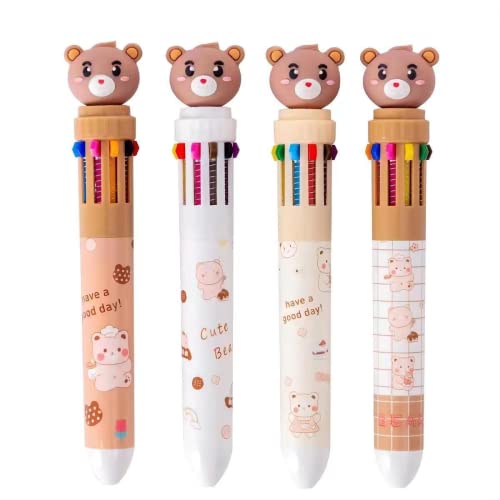 Mehrfarbig Stifte,Mehrfarbige Kugelschreiber Versenkbare Kugelschreiber 4 Pack 10-in-1 Roller Ball Color Kugelschreiber für Office School Supplies Studenten Kinder Geschenk,Süßer Karikaturbär Mehrfarbig Stifte,Mehrfarbige Kugelschreiber Versenkbare Kugelschreiber 4 Pack 10-in-1 Roller Ball Color Kugelschreiber für Office School Supplies Studenten Kinder Geschenk,Süßer Karikaturbär von YKKJ