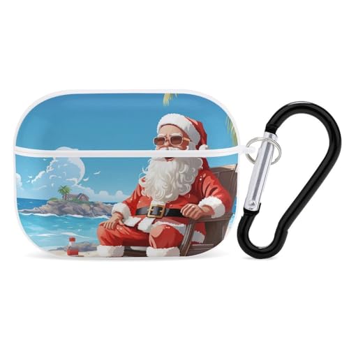 AirPods Pro Schutzhülle für AirPods Pro 2 / Pro, Motiv: Weihnachtsmann am Strand, Zubehör mit Schlüsselanhänger, Front-LED, sichtbar, unterstützt kabelgebundenes oder kabelloses Laden AirPods Pro Schutzhülle für AirPods Pro 2 / Pro, Motiv: Weihnachtsmann am Strand, Zubehör mit Schlüsselanhänger, Front-LED, sichtbar, unterstützt kabelgebundenes oder kabelloses Laden von YKLBV