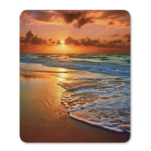 Quadratische, wasserdichte, rutschfeste Gummiunterseite, bequeme, tragbare Mauspads, Abend, Strand, Meer, Wasser, Mauspad für Büro, Laptop Quadratische, wasserdichte, rutschfeste Gummiunterseite, bequeme, tragbare Mauspads, Abend, Strand, Meer, Wasser, Mauspad für Büro, Laptop von YKLBV