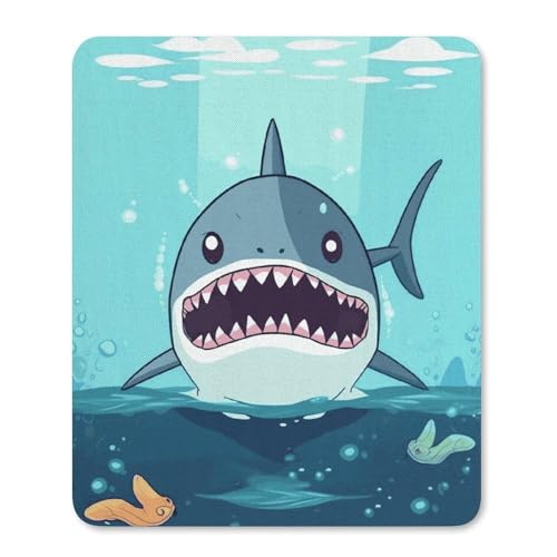Quadratische, wasserdichte, rutschfeste Gummiunterseite, bequeme, tragbare Mauspads, Cartoon-Hai, schwimmend im Wasser, Mauspad für Büro, Laptop Quadratische, wasserdichte, rutschfeste Gummiunterseite, bequeme, tragbare Mauspads, Cartoon-Hai, schwimmend im Wasser, Mauspad für Büro, Laptop von YKLBV