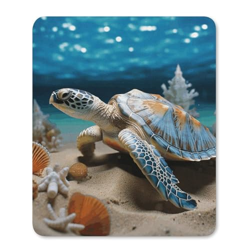 Quadratische, wasserdichte, rutschfeste Gummiunterseite, bequeme, tragbare Mauspads, Muschel, Seestern, Schildkröte, Mauspad für Büro, Laptop Quadratische, wasserdichte, rutschfeste Gummiunterseite, bequeme, tragbare Mauspads, Muschel, Seestern, Schildkröte, Mauspad für Büro, Laptop von YKLBV