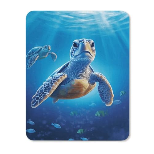 Quadratische, wasserdichte, rutschfeste Gummiunterseite, bequeme, tragbare Mauspads, Schildkröte im blauen Wasser, Mauspad für Büro, Laptop Quadratische, wasserdichte, rutschfeste Gummiunterseite, bequeme, tragbare Mauspads, Schildkröte im blauen Wasser, Mauspad für Büro, Laptop von YKLBV