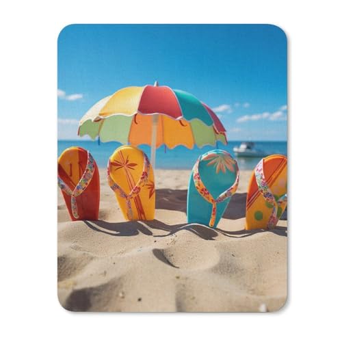 Quadratische, wasserdichte, rutschfeste Gummiunterseite, bequeme, tragbare Mauspads, bunte Flip-Flops, Strandball-Mauspad für Büro, Laptop Quadratische, wasserdichte, rutschfeste Gummiunterseite, bequeme, tragbare Mauspads, bunte Flip-Flops, Strandball-Mauspad für Büro, Laptop von YKLBV
