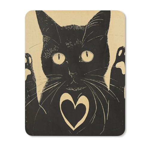 Quadratische, wasserdichte, rutschfeste Gummiunterseite, bequeme, tragbare Mauspads, eine Katze, Herzform, Mauspad für Büro, Laptop Quadratische, wasserdichte, rutschfeste Gummiunterseite, bequeme, tragbare Mauspads, eine Katze, Herzform, Mauspad für Büro, Laptop von YKLBV