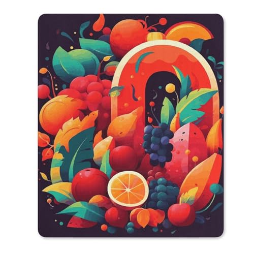 Quadratische, wasserdichte, rutschfeste Gummiunterseite, bequemes, tragbares Mauspad, buntes Obst und Gemüse, Mauspad für Büro, Laptop Quadratische, wasserdichte, rutschfeste Gummiunterseite, bequemes, tragbares Mauspad, buntes Obst und Gemüse, Mauspad für Büro, Laptop von YKLBV