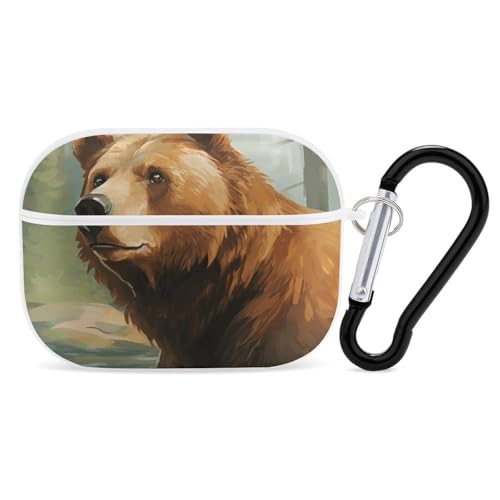 Schutzhülle für AirPods Pro, Braunbär, Wasser und Bäume, AirPods Pro 2/Pro, Zubehör mit Schlüsselanhänger, Front-LED, sichtbar, unterstützt kabelgebundenes oder kabelloses Laden Schutzhülle für AirPods Pro, Braunbär, Wasser und Bäume, AirPods Pro 2/Pro, Zubehör mit Schlüsselanhänger, Front-LED, sichtbar, unterstützt kabelgebundenes oder kabelloses Laden von YKLBV
