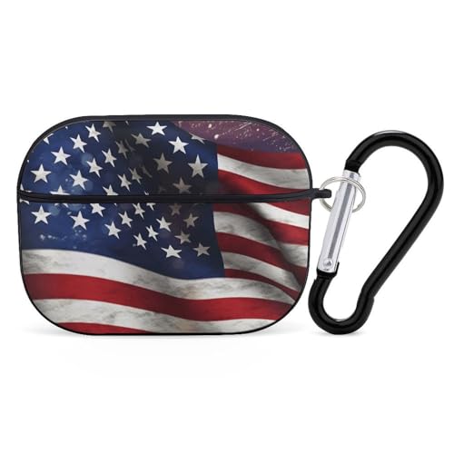 Schutzhülle für AirPods Pro, USA-Flagge, AirPods Pro 2/Pro, Zubehör mit Schlüsselanhänger, Front-LED, sichtbar, unterstützt kabelgebundenes oder kabelloses Laden Schutzhülle für AirPods Pro, USA-Flagge, AirPods Pro 2/Pro, Zubehör mit Schlüsselanhänger, Front-LED, sichtbar, unterstützt kabelgebundenes oder kabelloses Laden von YKLBV