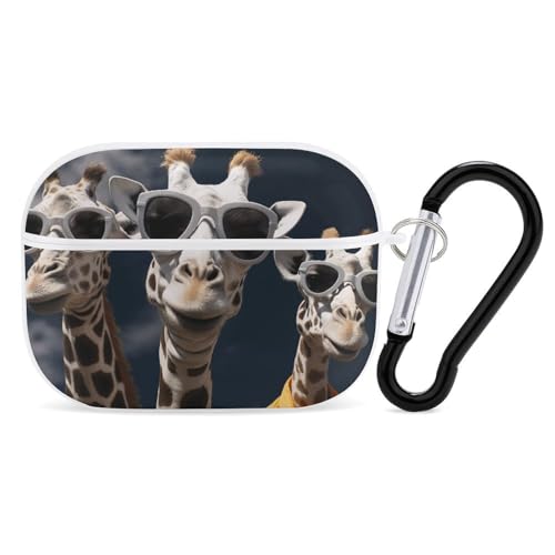 Schutzhülle für AirPods Pro, drei Giraffen, mit Sonnenbrille, AirPods Pro 2/Pro, Zubehör mit Schlüsselanhänger, Front-LED, sichtbar, unterstützt kabelgebundenes oder kabelloses Laden Schutzhülle für AirPods Pro, drei Giraffen, mit Sonnenbrille, AirPods Pro 2/Pro, Zubehör mit Schlüsselanhänger, Front-LED, sichtbar, unterstützt kabelgebundenes oder kabelloses Laden von YKLBV
