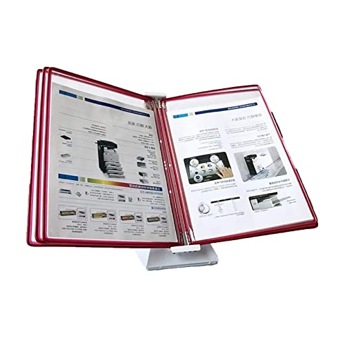 Katalog-Präsentationsständer, Desktop-Referenzsystem klein, 5 Panels, fasst 10 Blatt A4-Papier, Bedienungsanleitung for Aufhängen an der Wand in der Werkstatt(Red) von YKMYXZ