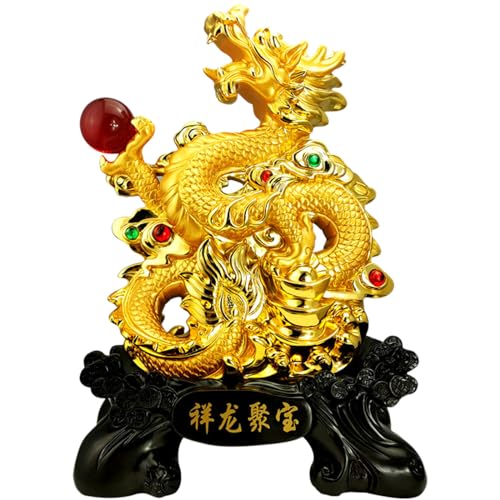 YKMYXZ， 17,7" H Drachenstatue Chinesische Feng Shui Sternzeichen Drachenstatue Skulptur Figuren(A) von YKMYXZ