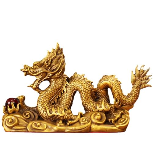 YKMYXZ， Chinesische Feng Shui Sternzeichen Messing Drachen Figur Ornament, Dekor, zieht Reichtum an Skulptur Dekorative Figuren(M) von YKMYXZ