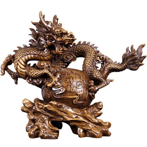 YKMYXZ， Chinesischer Drache auf antiker Figur for Anlocken von Geld und Glück, groß(Small(15.8X6.3X12.6in)) von YKMYXZ