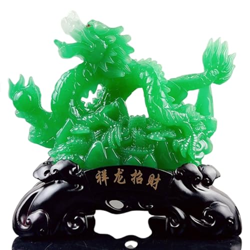 YKMYXZ， Drachenfiguren aus Kunstharz, Dekoration for Zuhause oder das Büro, Glücks- und Reichtumsornament(Green) von YKMYXZ