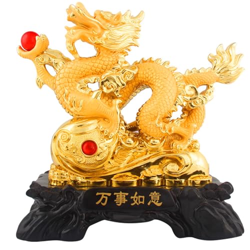 YKMYXZ， Drachenstatue, chinesisches Feng-Shui-Sternzeichen, Drache mit Ru Yi-Statue, Figur, Ornament, zieht Reichtum an(L) von YKMYXZ