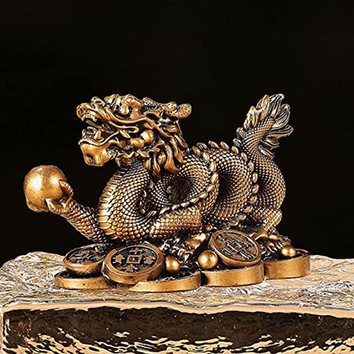 YKMYXZ， Feng Shui Drachenstatue Chinesisches Sternzeichen Drache, Gold-Klein(Brown,L) von YKMYXZ