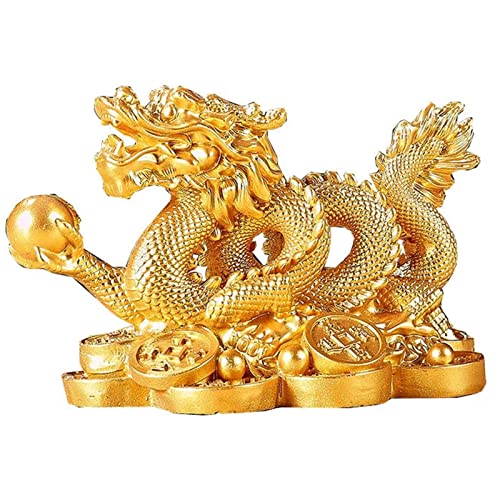 YKMYXZ， Feng Shui Drachenstatue Chinesisches Sternzeichen Drache, Gold-Klein(Gold,L) von YKMYXZ