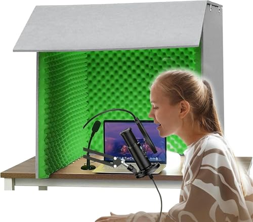 YKMYXZ， Mikrofon-Isolationskabinenwürfel, 80 * 80 cm for Heimstudio, Musikaufnahmen, Podcasting, akustische Behandlungen(Green) von YKMYXZ
