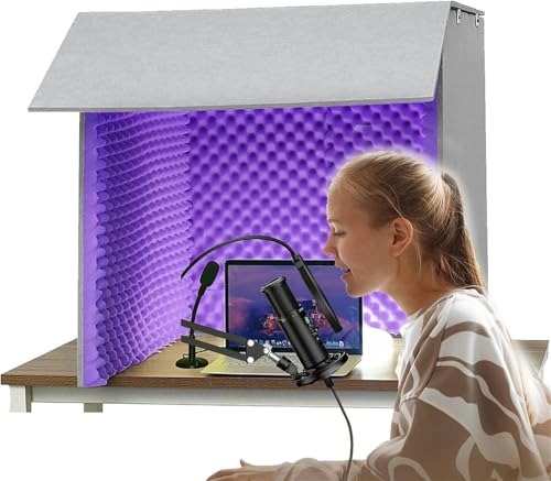 YKMYXZ， Mikrofon-Isolationskabinenwürfel, 80 * 80 cm for Heimstudio, Musikaufnahmen, Podcasting, akustische Behandlungen(Purple) von YKMYXZ
