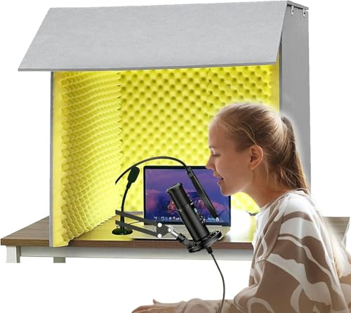 YKMYXZ， Mikrofon-Isolationskabinenwürfel, 80 * 80 cm for Heimstudio, Musikaufnahmen, Podcasting, akustische Behandlungen(Yellow) von YKMYXZ