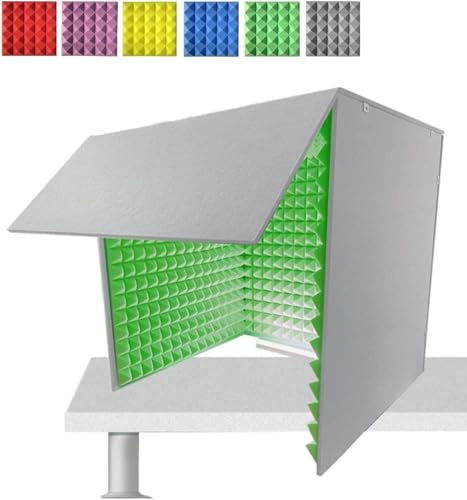 YKMYXZ， Mikrofon-Kabinenwürfel aus Schaumstoff, faltbar, abnehmbar, tragbar, einfaches Aufnahmestudio, Farben erhältlich(Green) von YKMYXZ