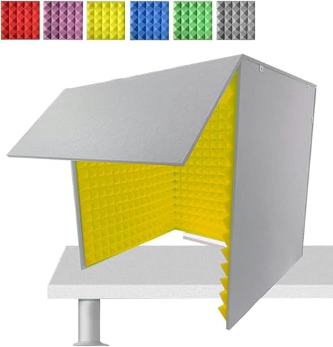 YKMYXZ， Mikrofon-Kabinenwürfel aus Schaumstoff, faltbar, abnehmbar, tragbar, einfaches Aufnahmestudio, Farben erhältlich(Yellow) von YKMYXZ