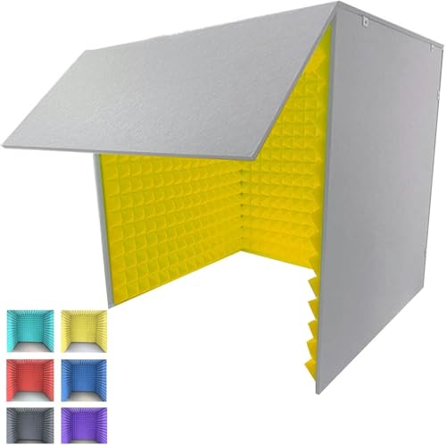 YKMYXZ， Schallisolierte Kabine, Mikrofon-Isolationskabine, Isolationsschild for Heimstudio, Musikaufnahmen, Podcasting, akustische Behandlungen(Yellow) von YKMYXZ