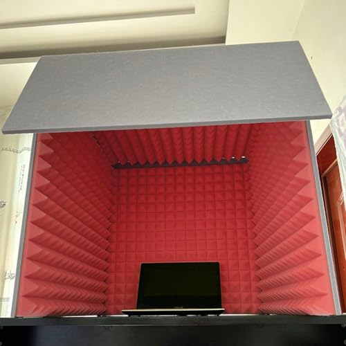 YKMYXZ， Tragbare Aufnahmekabine, Mikrofon-Schaumstoffkabinenwürfel, Studioaufnahme, Schallisolationsraum, for Musikstudio-Schlafzimmer-Zuhause(Red) von YKMYXZ
