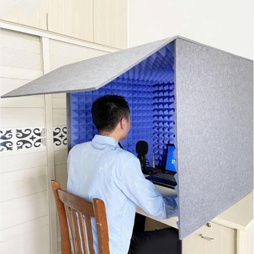 YKMYXZ， Tragbare Gesangskabine, Tonkabine, Aufnahmegerät, Mikrofon-Schaumstoffkabine, Würfel, for Musikstudio, Schlafzimmer, Zuhause(Blue) von YKMYXZ