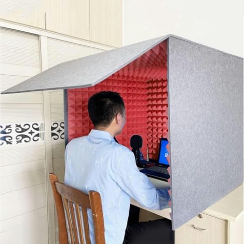 YKMYXZ， Tragbare Gesangskabine, Tonkabine, Aufnahmegerät, Mikrofon-Schaumstoffkabine, Würfel, for Musikstudio, Schlafzimmer, Zuhause(Red) von YKMYXZ