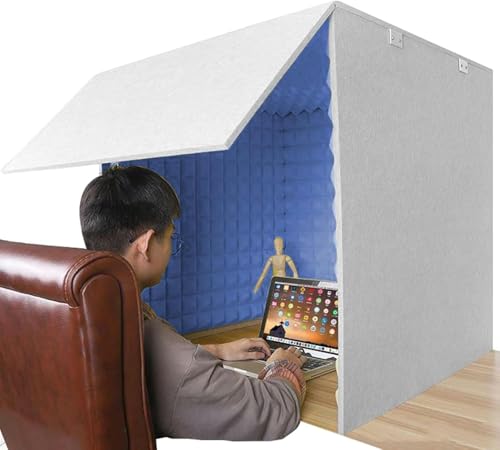 YKMYXZ， Tragbare Gesangskabine for Tonaufnahmen, Mikrofon-Isolationskabinenwürfel, Isolationsschild for Home-Office-Studio, Blog, Gesangsnutzung(Blue) von YKMYXZ