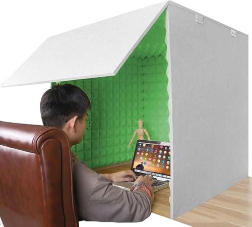 YKMYXZ， Tragbare Gesangskabine for Tonaufnahmen, Mikrofon-Isolationskabinenwürfel, Isolationsschild for Home-Office-Studio, Blog, Gesangsnutzung(Green) von YKMYXZ