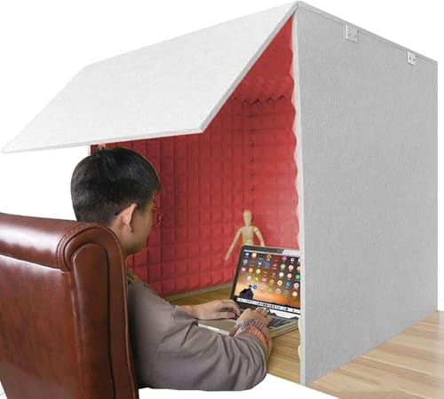 YKMYXZ， Tragbare Gesangskabine for Tonaufnahmen, Mikrofon-Isolationskabinenwürfel, Isolationsschild for Home-Office-Studio, Blog, Gesangsnutzung(Red) von YKMYXZ