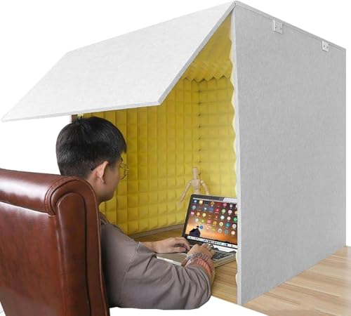 YKMYXZ， Tragbare Gesangskabine for Tonaufnahmen, Mikrofon-Isolationskabinenwürfel, Isolationsschild for Home-Office-Studio, Blog, Gesangsnutzung(Yellow) von YKMYXZ