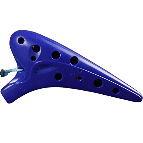 ocarina， 12-Loch-Okarina mit hoher Tonhöhe C aus Kunststoff, sturzsicher, Geburtstagsgeschenk, Schlüsselband + Lehrmaterialien(Blue) von YKMYXZ
