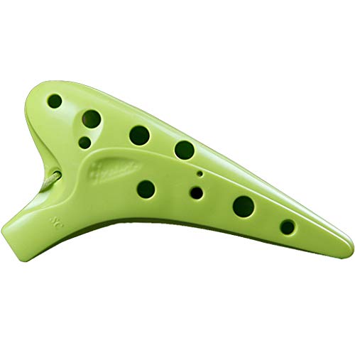 ocarina， 12-Loch-Okarina mit hoher Tonhöhe C aus Kunststoff, sturzsicher, Geburtstagsgeschenk, Schlüsselband + Lehrmaterialien(Green) von YKMYXZ