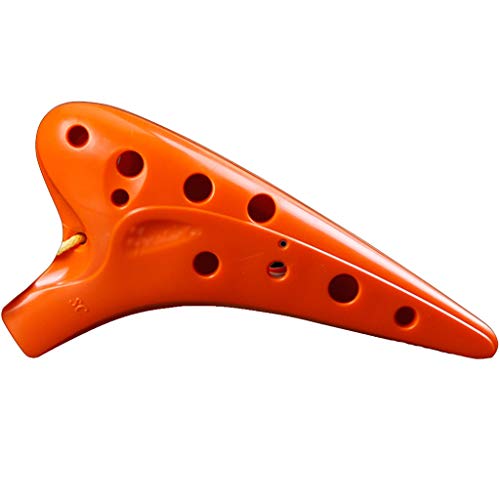 ocarina， 12-Loch-Okarina mit hoher Tonhöhe C aus Kunststoff, sturzsicher, Geburtstagsgeschenk, Schlüsselband + Lehrmaterialien(Orange) von YKMYXZ