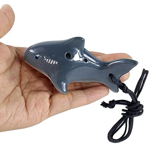 ocarina， Kleine Okarina aus Keramik mit 4 Löchern for Anfänger for Lernen, einzigartiges Geschenk(Sharks) von YKMYXZ