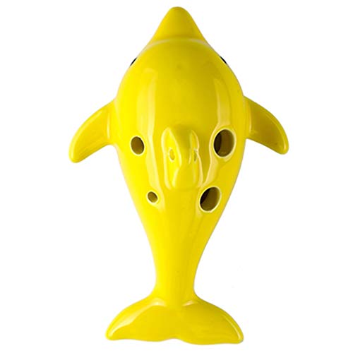 ocarina， Kreative Cartoon Delphin-förmige Keramik Ocarina 6 Loch Alto C, Geschenke for kleine Jungen/Mädchen(Yellow) von YKMYXZ