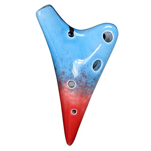 ocarina， Mini-Okarina aus glasiertem Ton mit 6 Löchern und superhoher Tonhöhe, F-Ofen, variabler Tonhöhe, Aufbewahrungsbox + Trageband(Blue red) von YKMYXZ